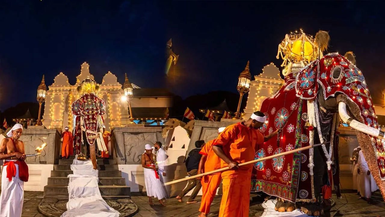 The final Randoli Perahera of the 2026 Kandy Esala Perahera moving through Kandy